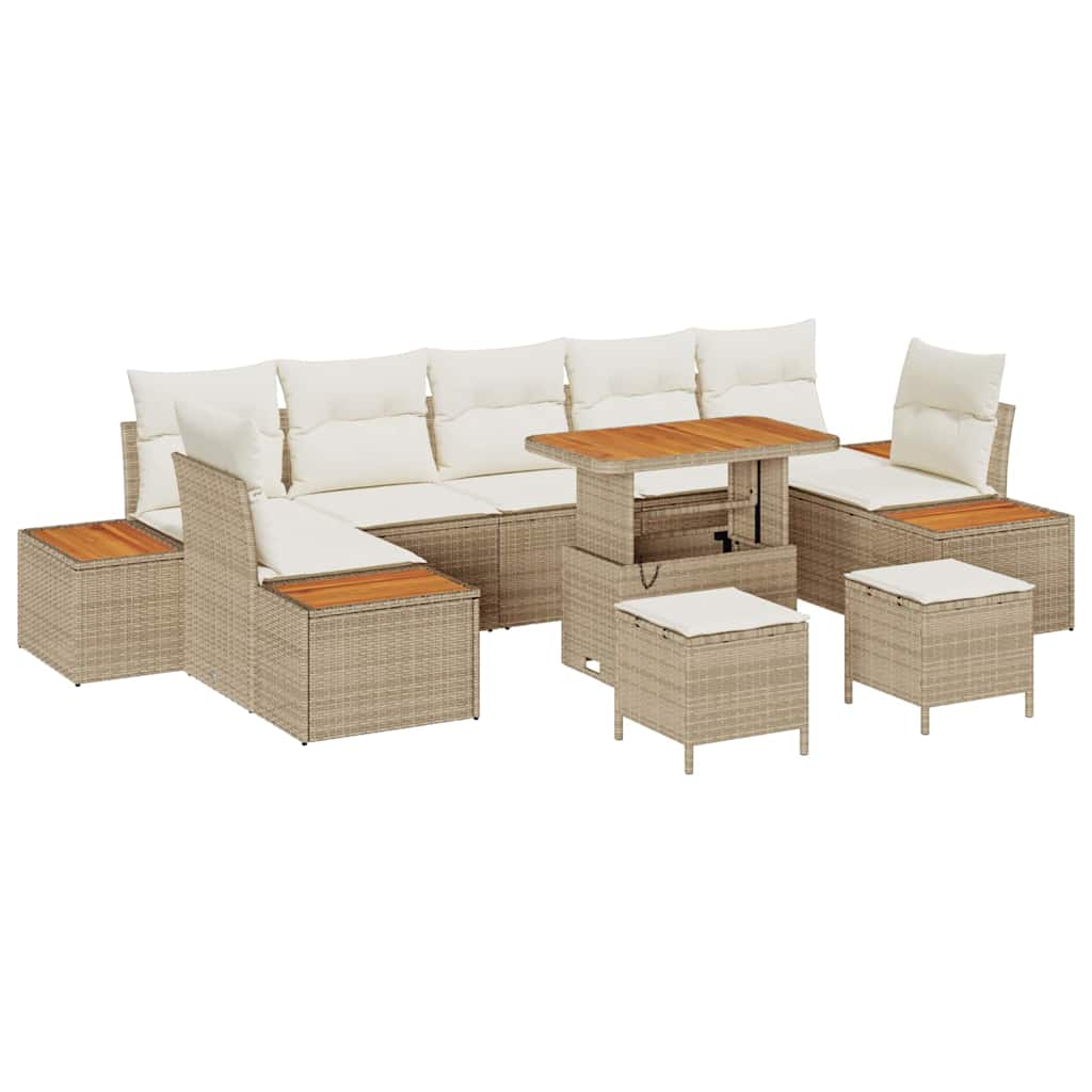 Garten-Sofa-Set 10 pcs Beige und Creme 90 x 55 x 71 cm